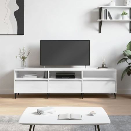 Meuble TV blanc brillant 150x30x44,5 cm bois d'ingénierie 
