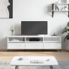 Meuble TV blanc brillant 150x30x44,5 cm bois d'ingénierie 