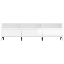 Meuble TV blanc brillant 150x30x44,5 cm bois d'ingénierie 