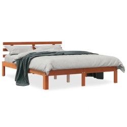 Cadre de lit sans matelas cire marron 120x200cm bois pin massif 