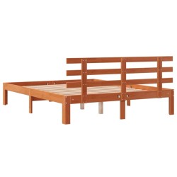 Cadre de lit sans matelas cire marron 120x200cm bois pin massif 