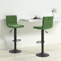 Tabourets de bar lot de 2 vert foncé velours 
