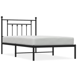 Cadre de lit métal sans matelas avec tête de lit noir 100x190cm 