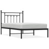 Cadre de lit métal sans matelas avec tête de lit noir 100x190cm 