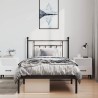 Cadre de lit métal sans matelas avec tête de lit noir 100x190cm 