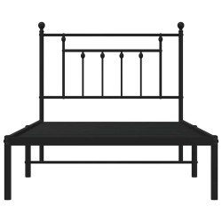 Cadre de lit métal sans matelas avec tête de lit noir 100x190cm 