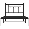 Cadre de lit métal sans matelas avec tête de lit noir 100x190cm 