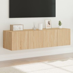Meubles TV muraux lumières LED 2 pcs chêne sonoma 60x35x31 cm 
