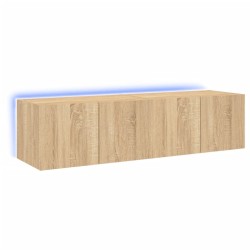 Meubles TV muraux lumières LED 2 pcs chêne sonoma 60x35x31 cm 