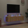 Meubles TV muraux lumières LED 2 pcs chêne sonoma 60x35x31 cm 