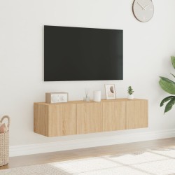 Meubles TV muraux lumières LED 2 pcs chêne sonoma 60x35x31 cm 