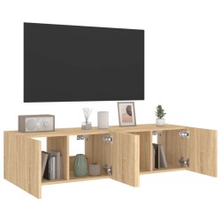 Meubles TV muraux lumières LED 2 pcs chêne sonoma 60x35x31 cm 
