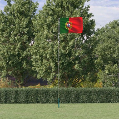 Drapeau du Portugal et mât 5,55 m Aluminium 