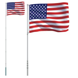 Drapeau des États-Unis et mât 5,55 m Aluminium 