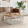 Table basse argenté acier inoxydable/bois massif récupération 