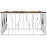 Table basse argenté acier inoxydable/bois massif récupération 