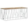 Table basse argenté acier inoxydable/bois massif récupération 