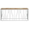 Table basse argenté acier inoxydable/bois massif récupération 