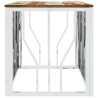Table basse argenté acier inoxydable/bois massif récupération 