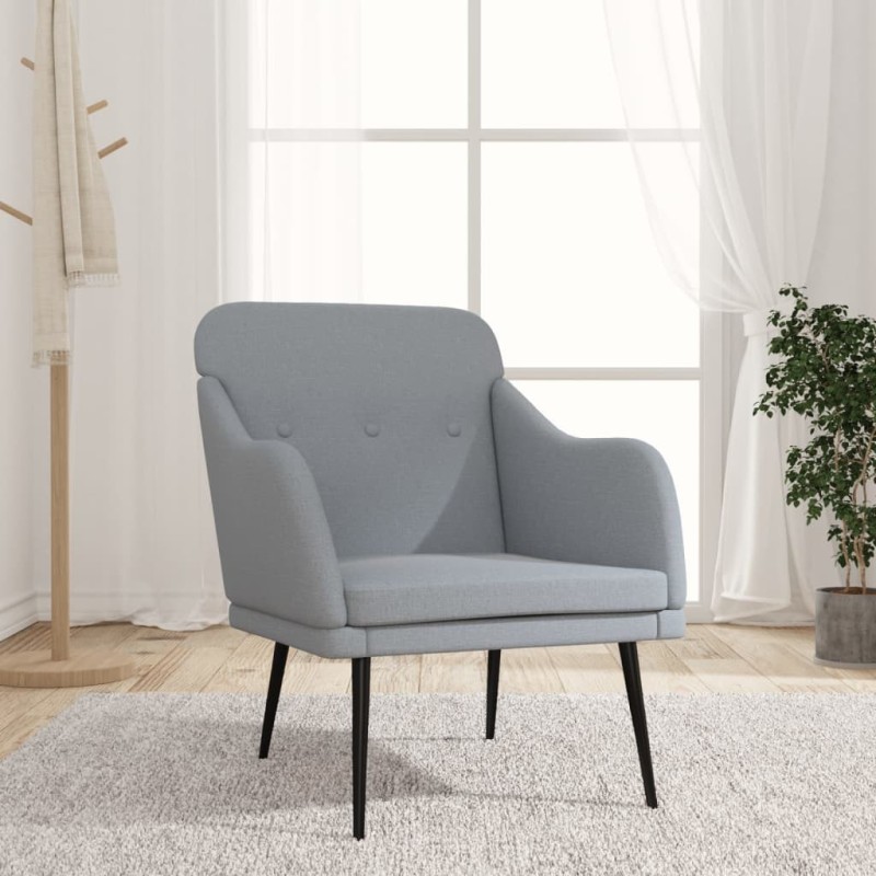 Fauteuil Gris clair 63x76x80 cm Tissu Fauteuil Gris clair 63x76x80 cm Tissu