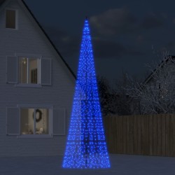 Sapin de Noël à LED sur mât de drapeau 1534 LED bleu 500 cm 