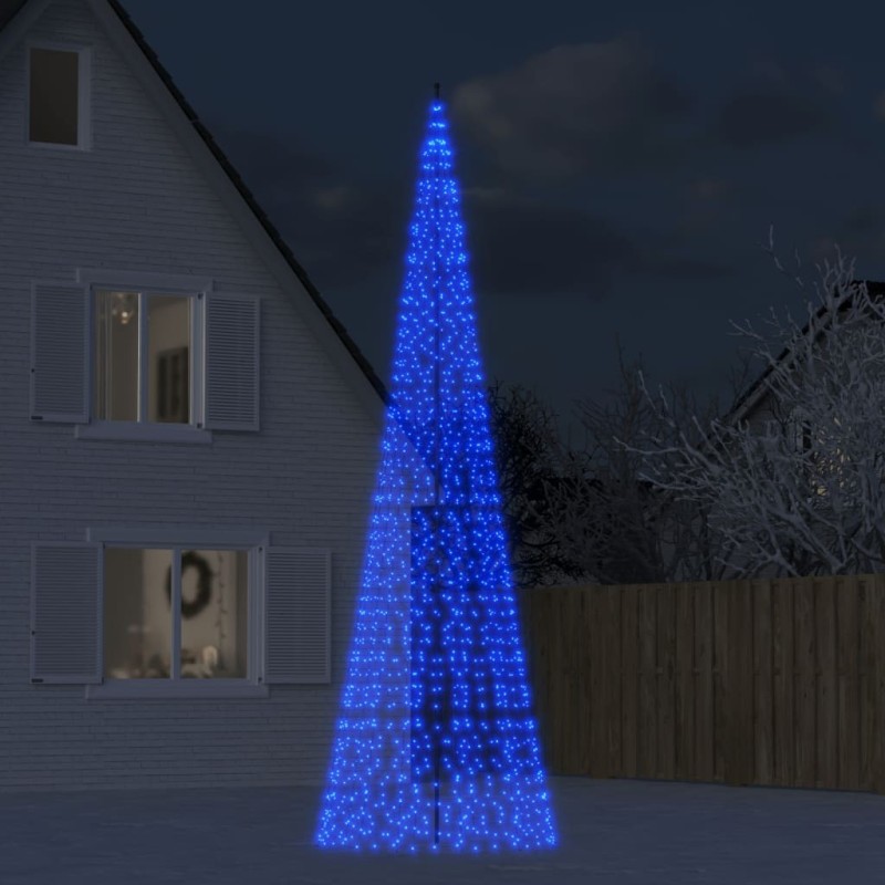 Sapin de Noël à LED sur mât de drapeau 1534 LED bleu 500 cm 