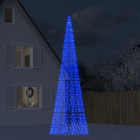 Sapin de Noël à LED sur mât de drapeau 1534 LED bleu 500 cm 