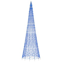 Sapin de Noël à LED sur mât de drapeau 1534 LED bleu 500 cm 