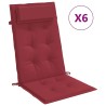 Coussins de chaise à dossier haut lot de 6 rouge bordeaux 