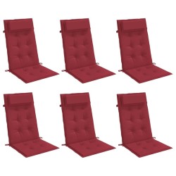 Coussins de chaise à dossier haut lot de 6 rouge bordeaux 