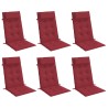 Coussins de chaise à dossier haut lot de 6 rouge bordeaux 