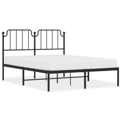 Cadre de lit métal sans matelas avec tête de lit noir 140x200cm 