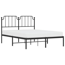 Cadre de lit métal sans matelas avec tête de lit noir 140x200cm 