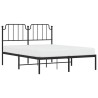 Cadre de lit métal sans matelas avec tête de lit noir 140x200cm 