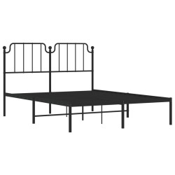 Cadre de lit métal sans matelas avec tête de lit noir 140x200cm 