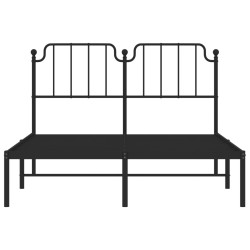 Cadre de lit métal sans matelas avec tête de lit noir 140x200cm 