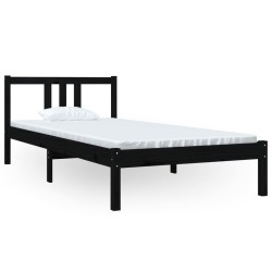Cadre de lit sans matelas noir bois massif 90x200 cm 