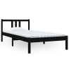 Cadre de lit sans matelas noir bois massif 90x200 cm 