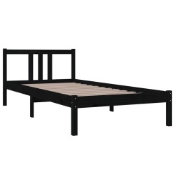 Cadre de lit sans matelas noir bois massif 90x200 cm 