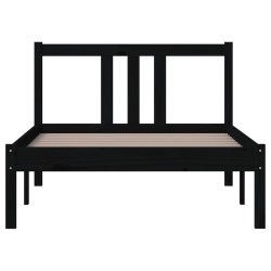 Cadre de lit sans matelas noir bois massif 90x200 cm 