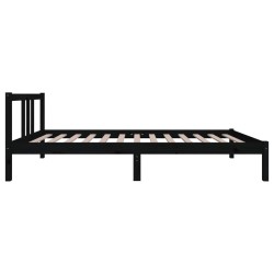 Cadre de lit sans matelas noir bois massif 90x200 cm 