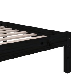 Cadre de lit sans matelas noir bois massif 90x200 cm 