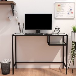 Bureau d'ordinateur Marbre blanc 100x36x74 cm Verre trempé 