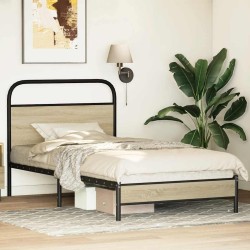 Cadre de lit sans matelas 107x203 cm chêne sonoma 