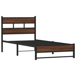 Cadre de lit en métal sans matelas chêne marron 107x203 cm 