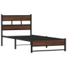 Cadre de lit en métal sans matelas chêne marron 107x203 cm 