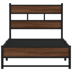 Cadre de lit en métal sans matelas chêne marron 107x203 cm 