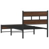 Cadre de lit en métal sans matelas chêne marron 107x203 cm 