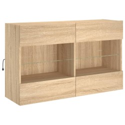 Meuble TV mural avec lumières LED chêne sonoma 98,5x30x60,5 cm 