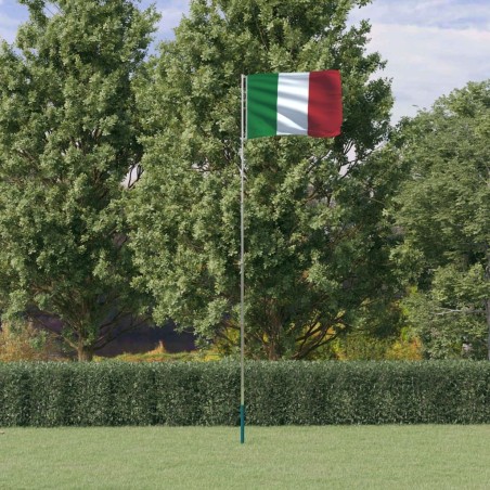 Drapeau de l'Italie et mât 5,55 m Aluminium 